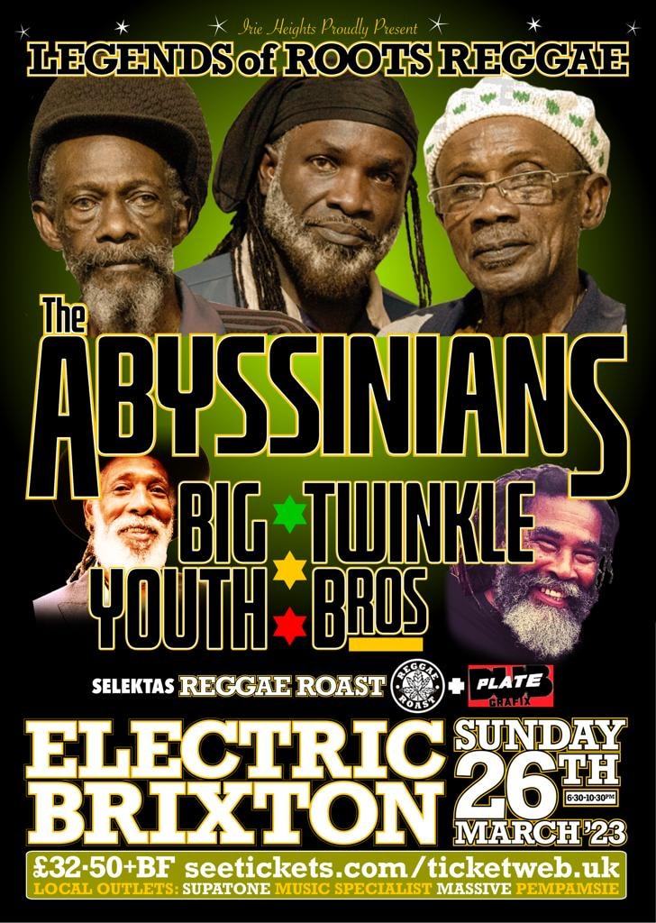 Legends of Roots Reggae — The Abyssinians, Big Twinkle, Youth Bros Live