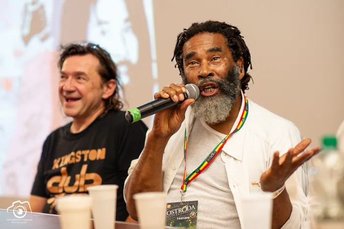 Norman Grant (R) and Yurek Kleszcz (L) participating in the Reggae University Q&A at Ostróda Reggae Festival