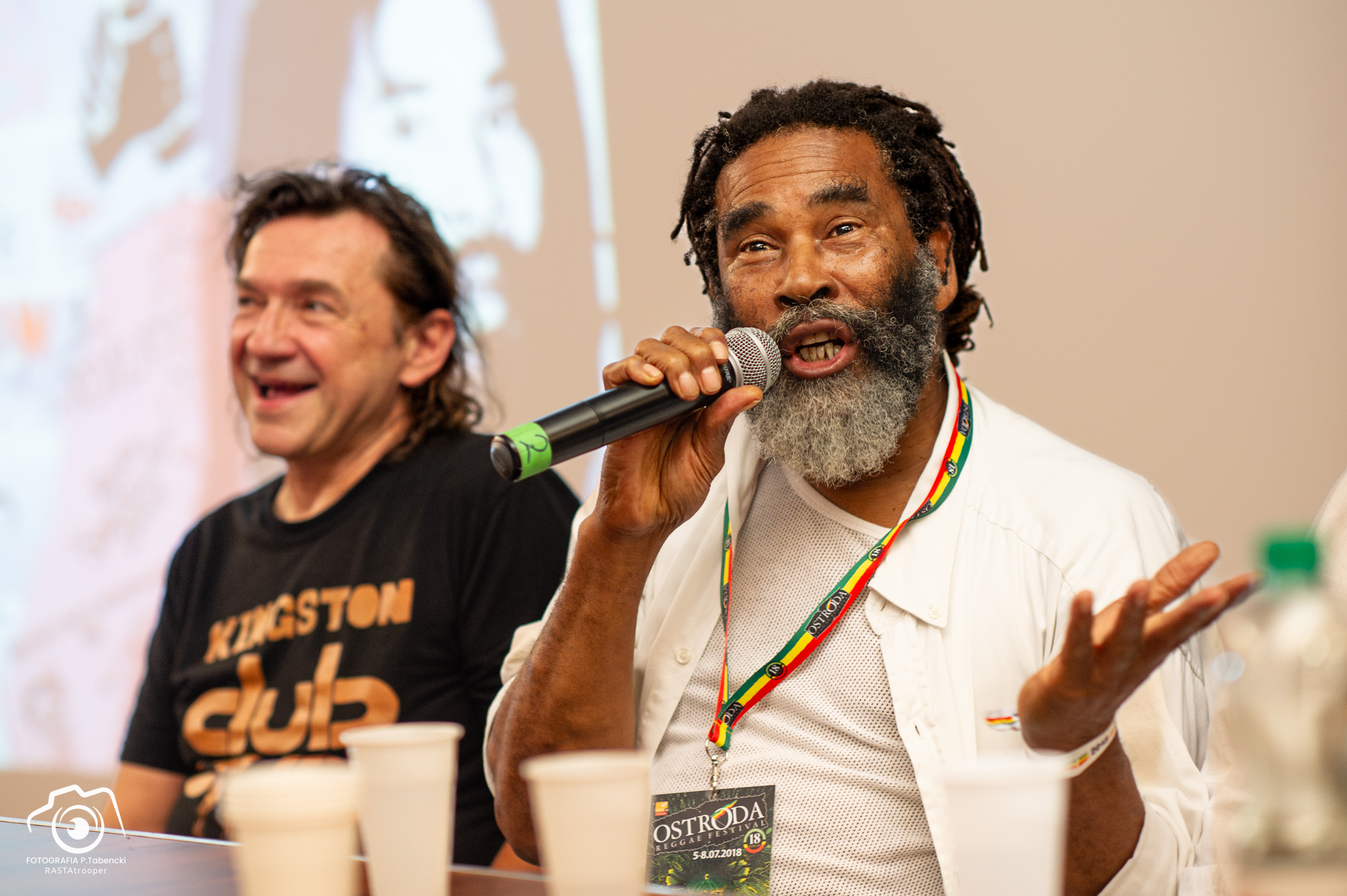 Norman Grant (R) and Yurek Kleszcz (L) participating in the Reggae University Q&A at Ostróda Reggae Festival