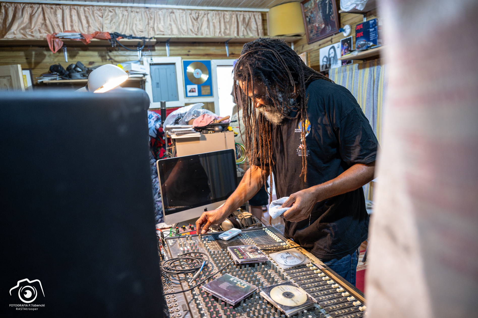 Norman at work at his studio in Jamaica